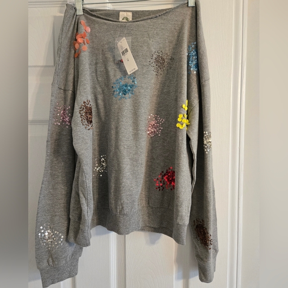 Anthropologie Embellished Gray Sweatshirt, Size Medium - Picture 3 of 6